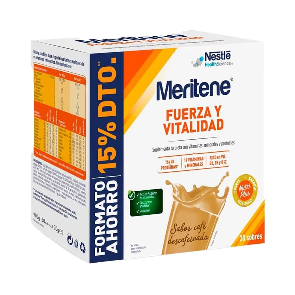 Meritene Fuerza y Vitalidad Café Descafeinado 30 sobres